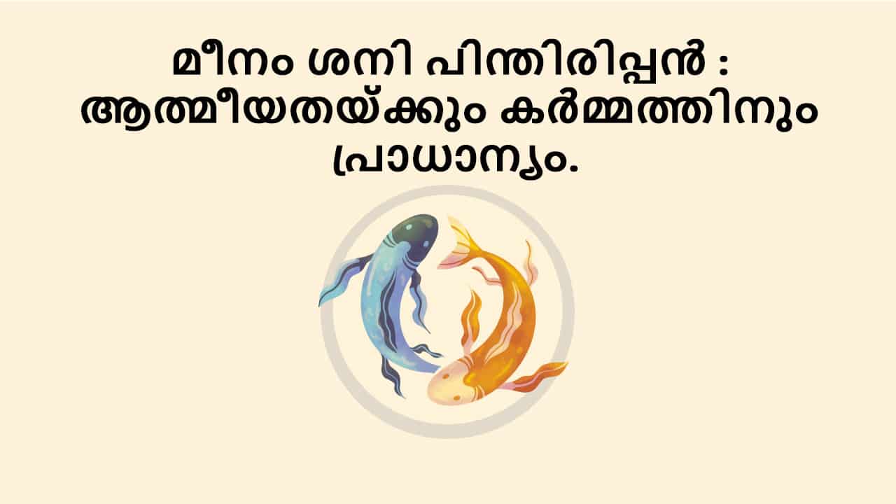 മീനം ശനി പിന്തിരിപ്പൻ : ആത്മീയതയ്ക്കും കർമ്മത്തിനും പ്രാധാന്യം.