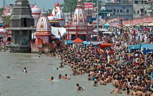 People taking bath during Kumbh Mela