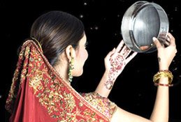 A lady celebrating Karva Chauth festival